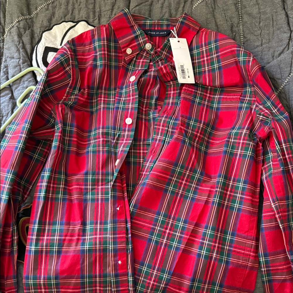 Janie and Jack Red Plaid Button Down Shirt